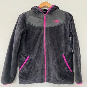 EUC the north face fleece zip up jacket with hoodie